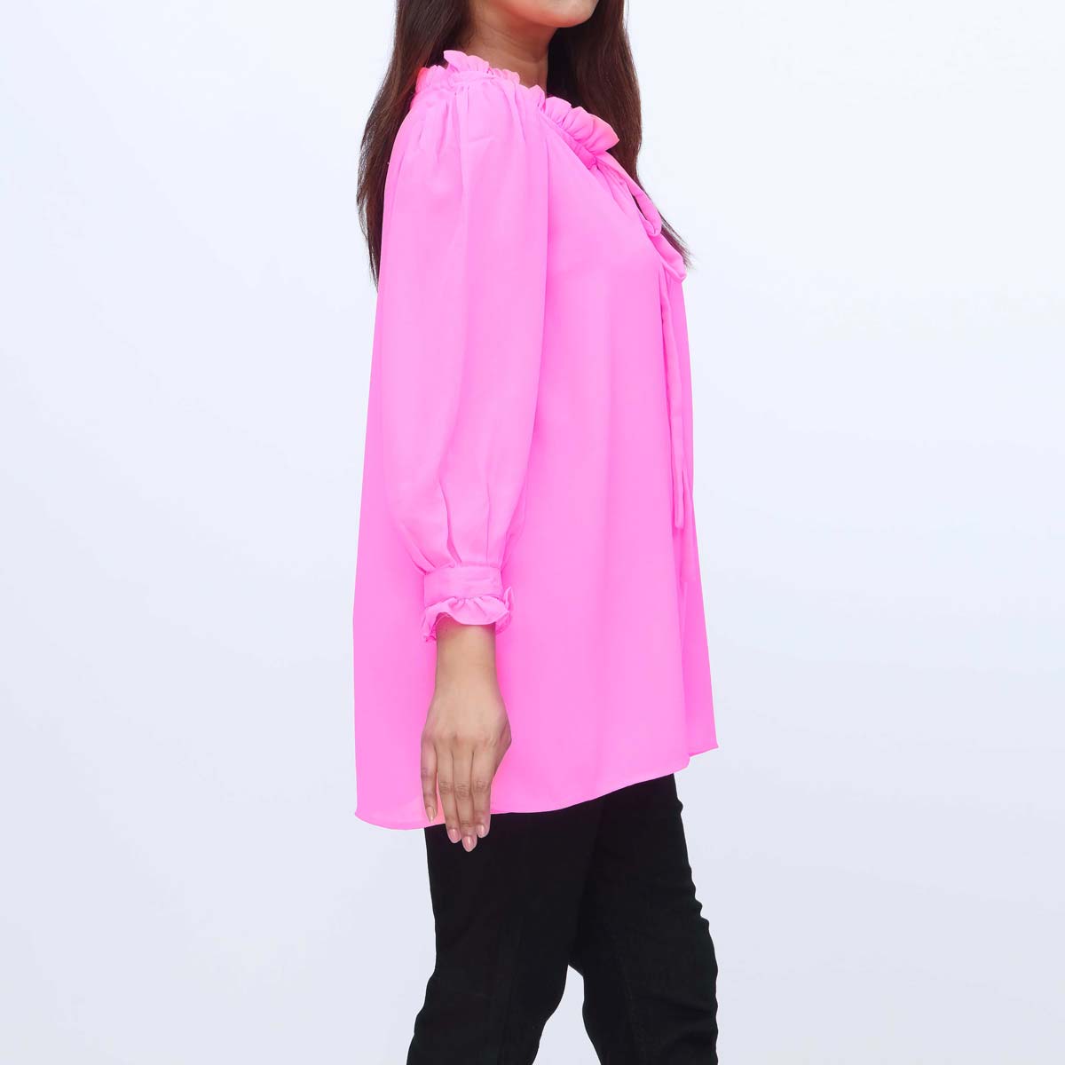 1PC-Solid Georgette Top PW3128