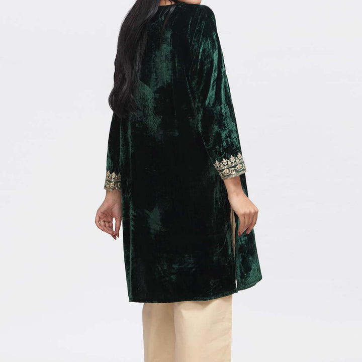 1PC- Embroidered Velvet Shirt PW3143