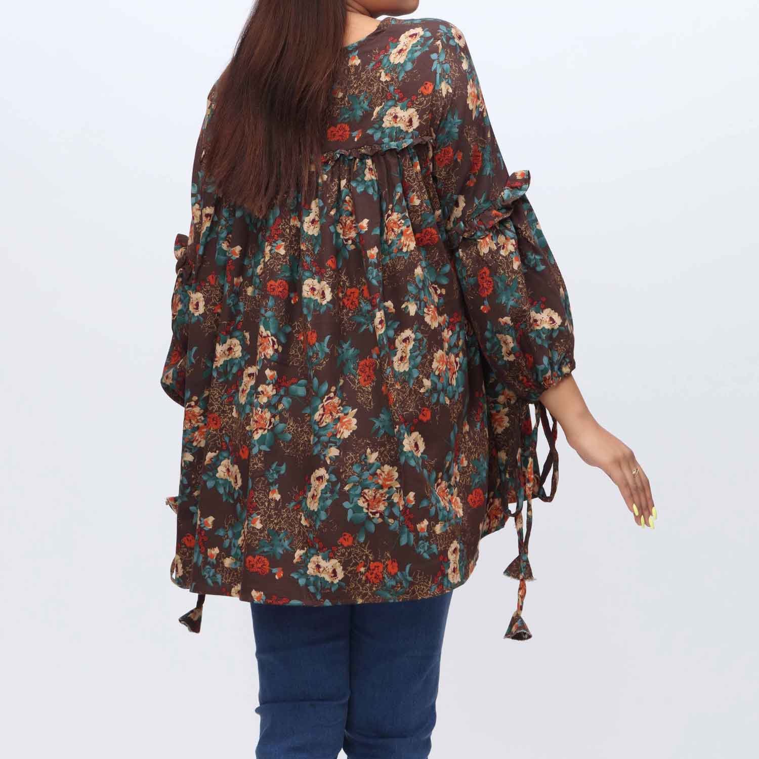 1PC- Flannel Printed Top PW3213