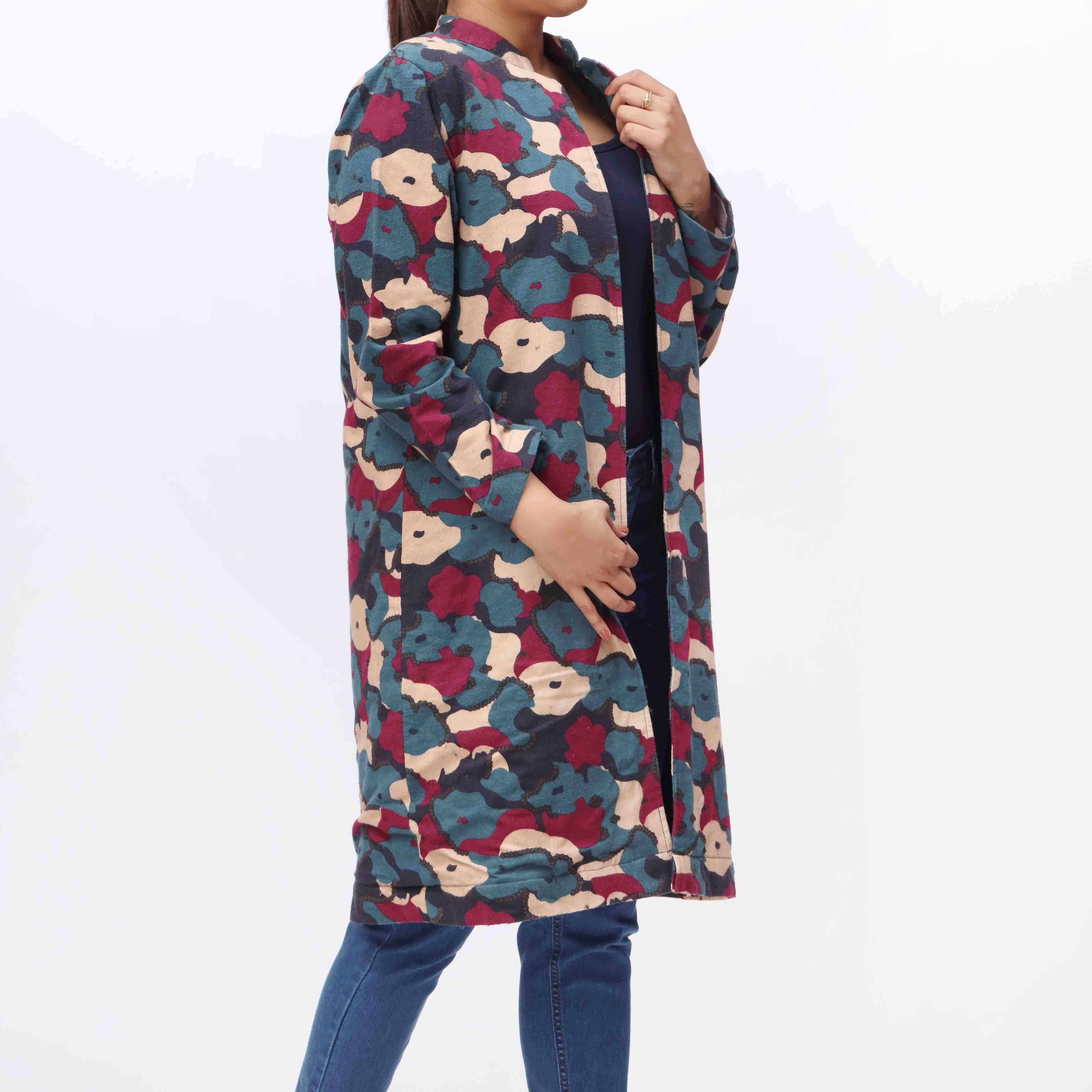 1PC- Flannel Printed Coat PW3238