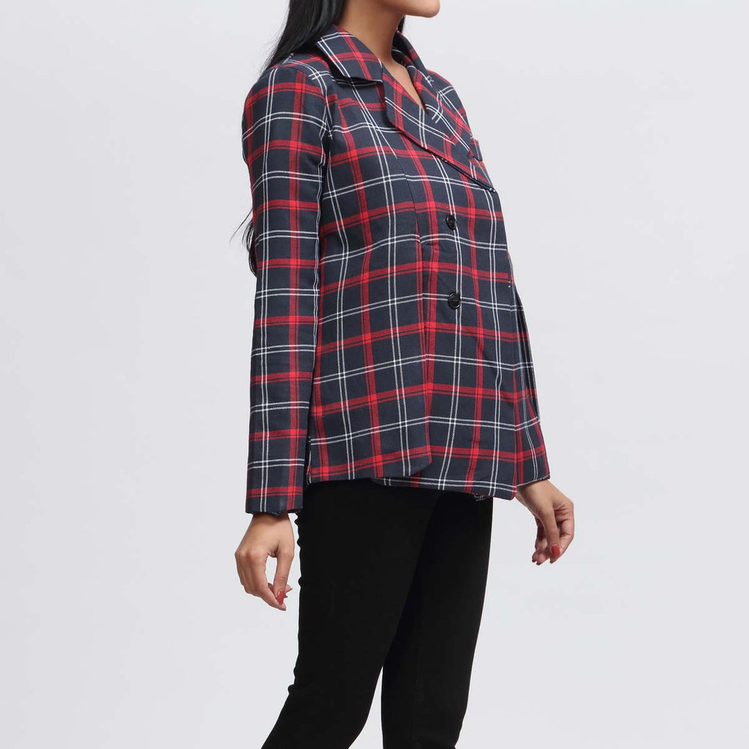 1PC- Flannel Checkered Blazer  PW3247