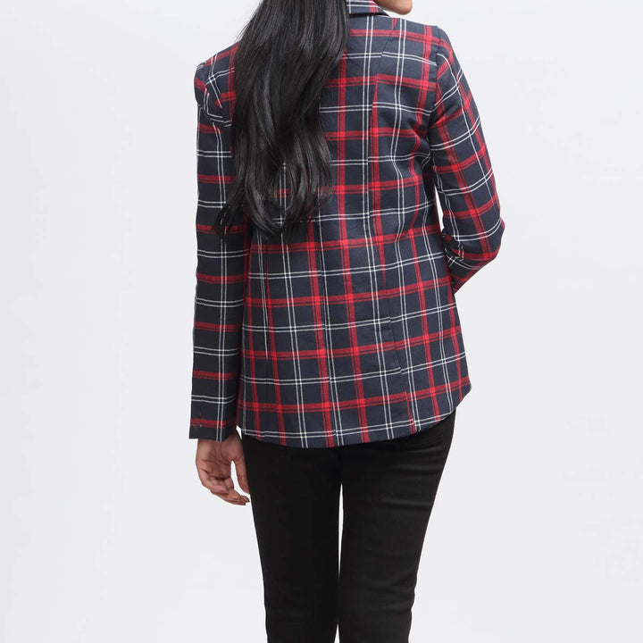 1PC- Flannel Checkered Blazer  PW3247