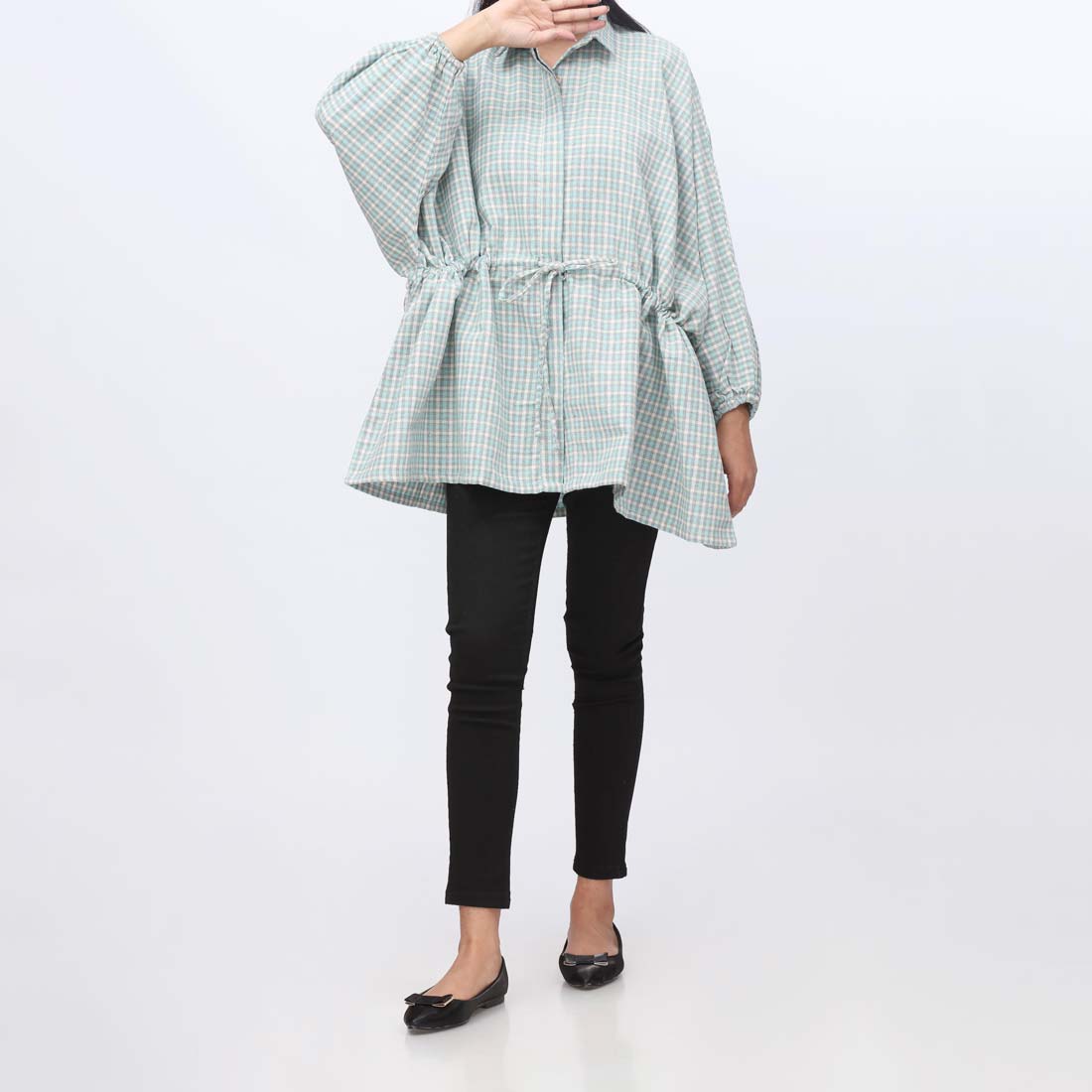 1PC- Flannel Checkered Top  PW3255