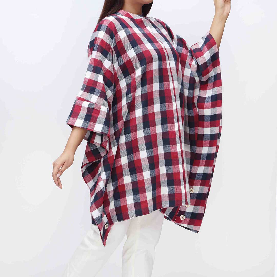1PC- Flannel Checkered Top PW3275