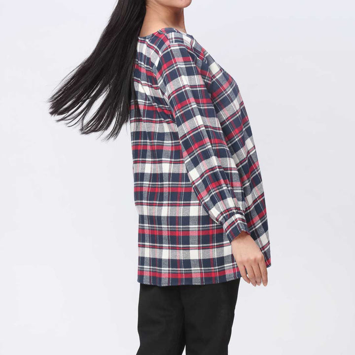 1PC- Flannel Checkered Top PW3278