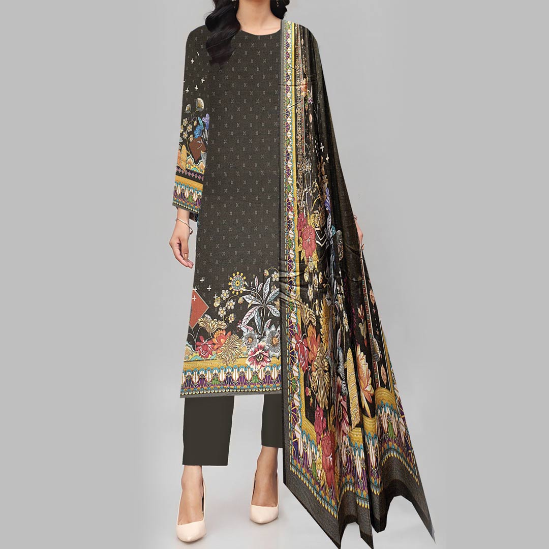 3PC- Unstitched Digital Printed Dhanak Suit PW3368