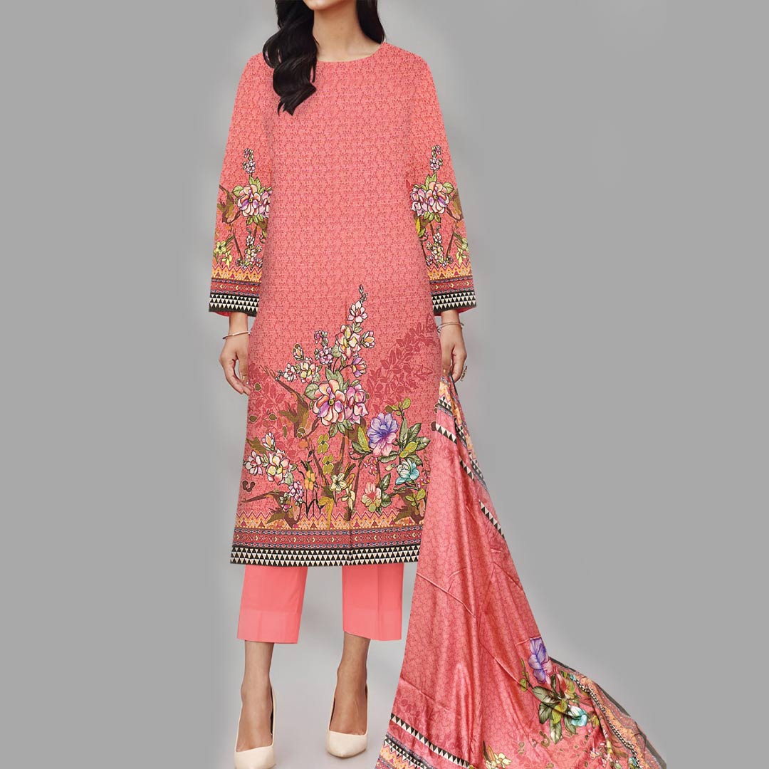 3PC- Unstitched Digital Printed Dhanak Suit PW3372