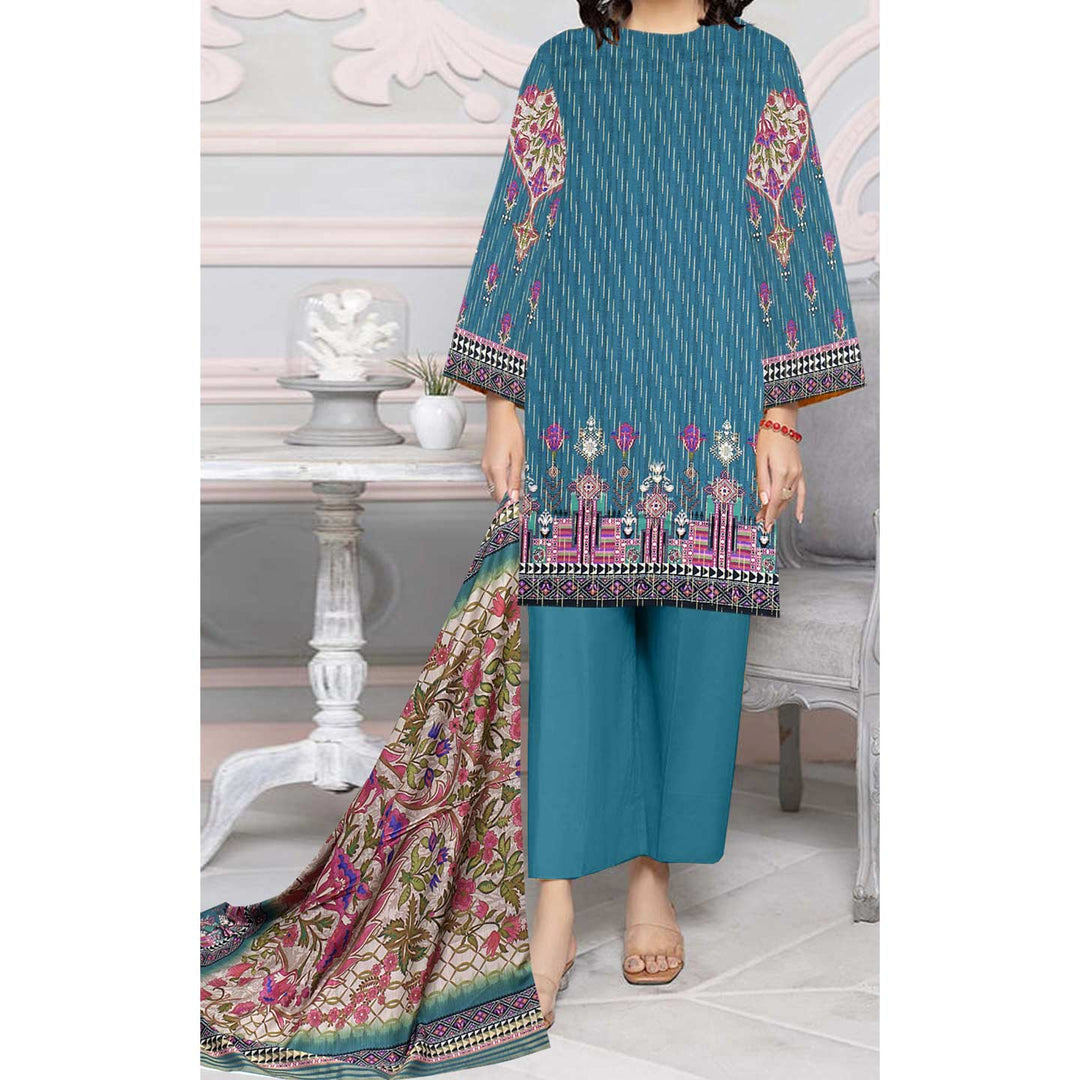 3PC- Unstitched Digital Printed Linen Suit PW3381