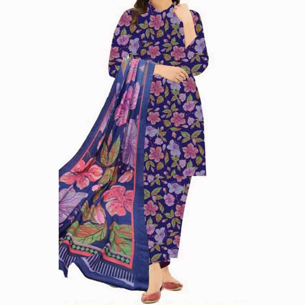 3PC- Unstitched Printed Khaddar Suit PW3419