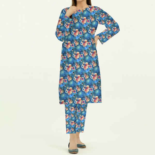 2PC- Unstitched Digital Printed Cambric Suit PW3468