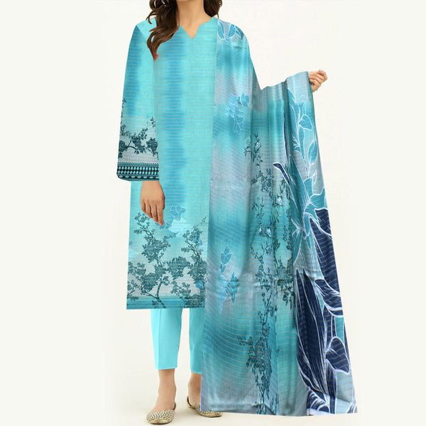 3PC- Unstitched Digital Printed Khaddar Suit PW3471