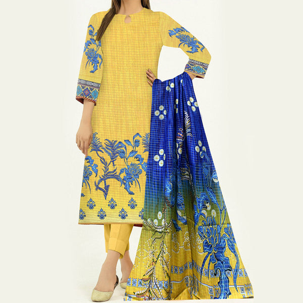 3PC- Unstitched Digital Printed Khaddar Suit PW3474