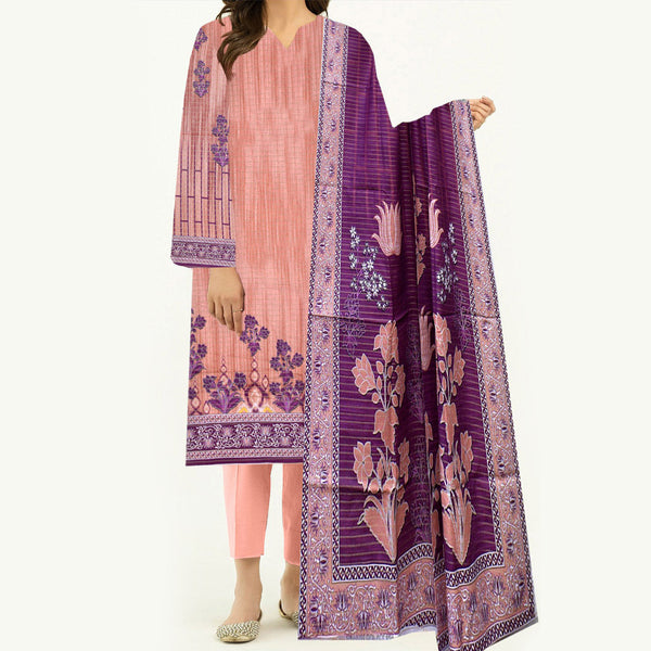 3PC- Unstitched Digital Printed Khaddar Suit PW3477