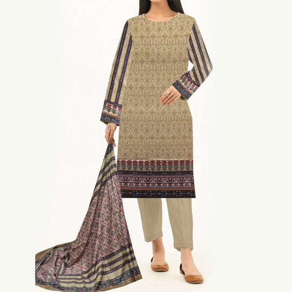 3PC- Unstitched Digital Printed Linen Suit PW3488