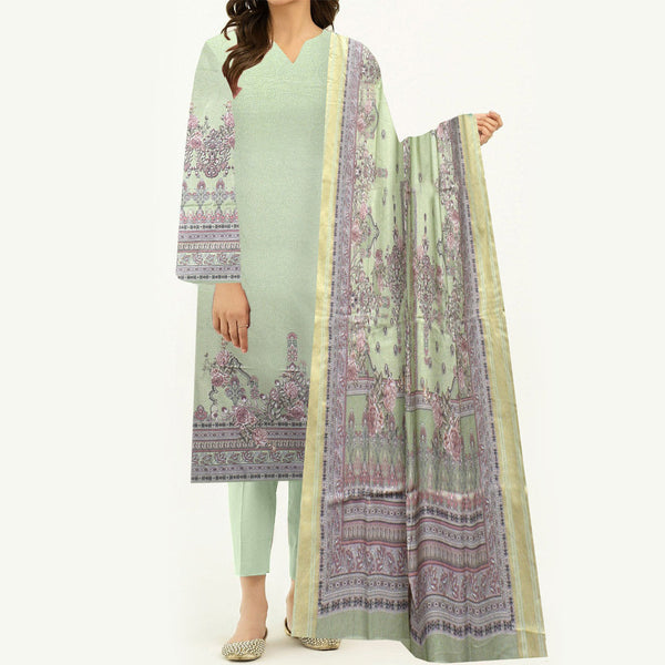 3PC- Unstitched Digital Printed Dhanak Suit PW3490
