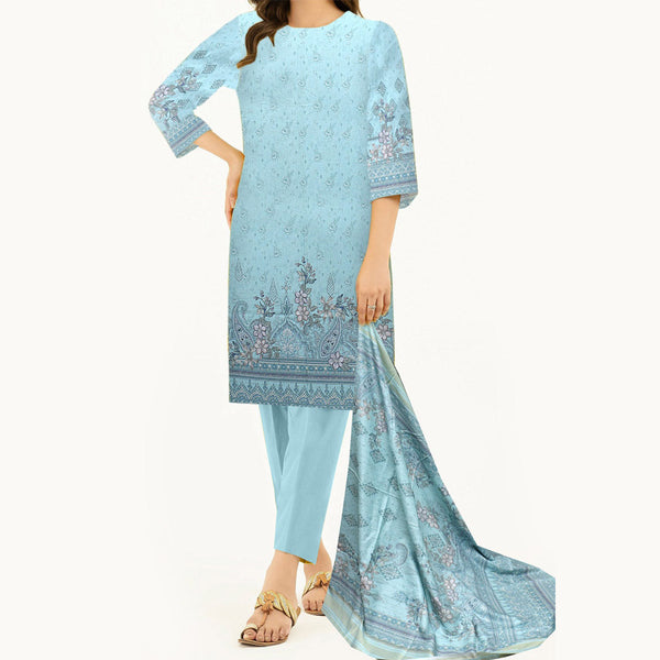 3PC- Unstitched Digital Printed Dhanak Suit PW3496