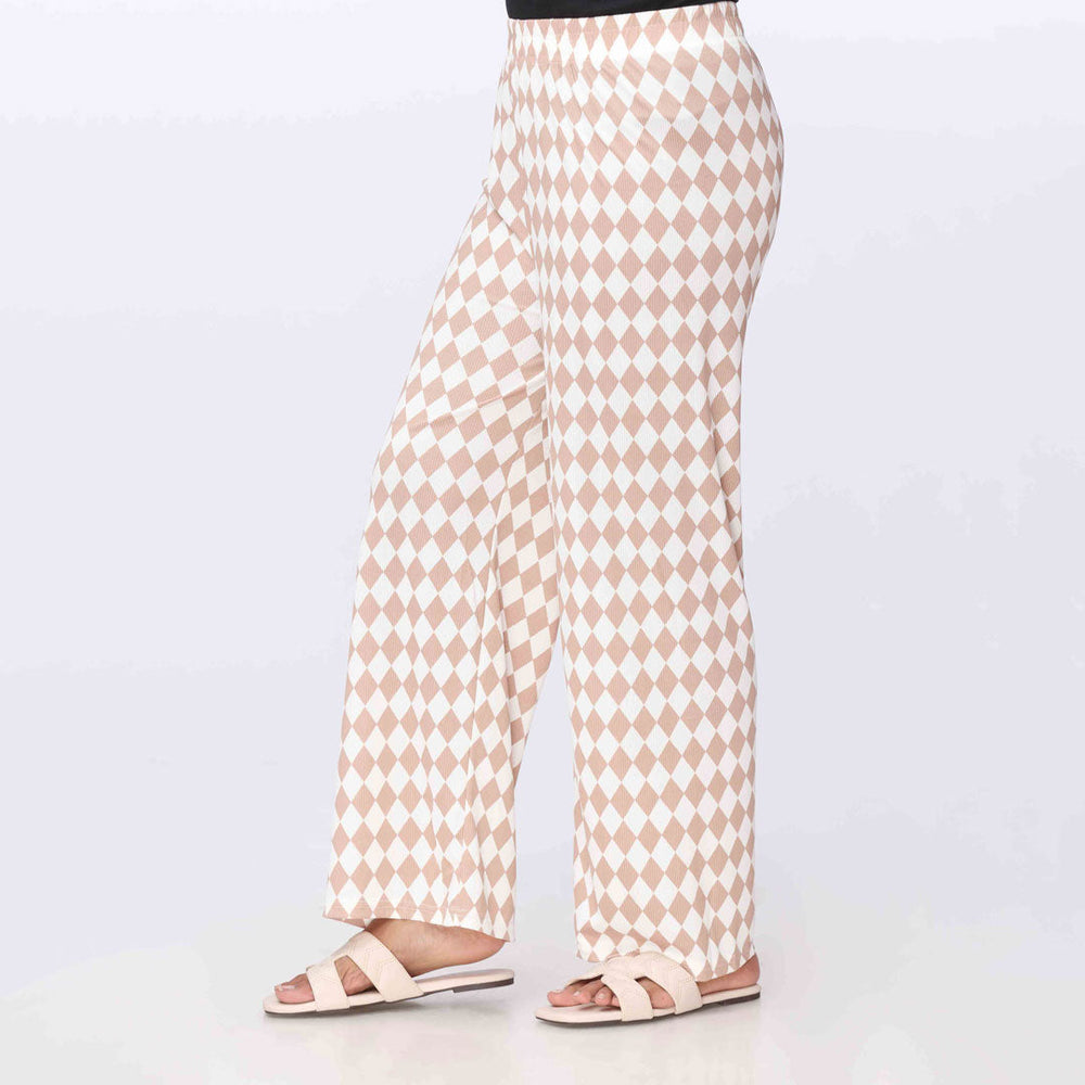 Beige Printed jersey Straight Trouser PW3557