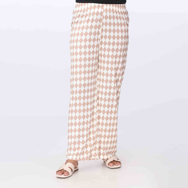 Beige Printed jersey Straight Trouser PW3557