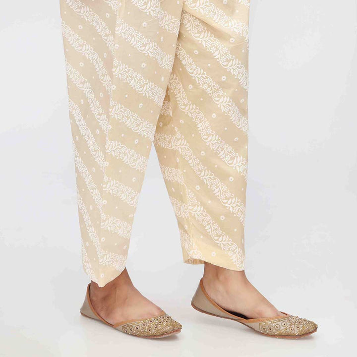 Beige Puff Printed Cambric Shalwar PW3587