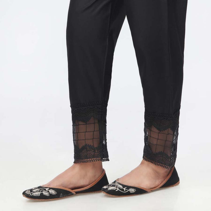 Black Laced Cambric Slim Fit Trouser PW3626