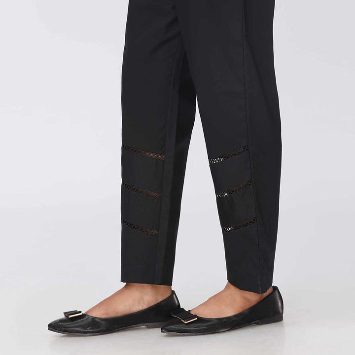 Black Cambric Laced Slimfit Trouser PW3641