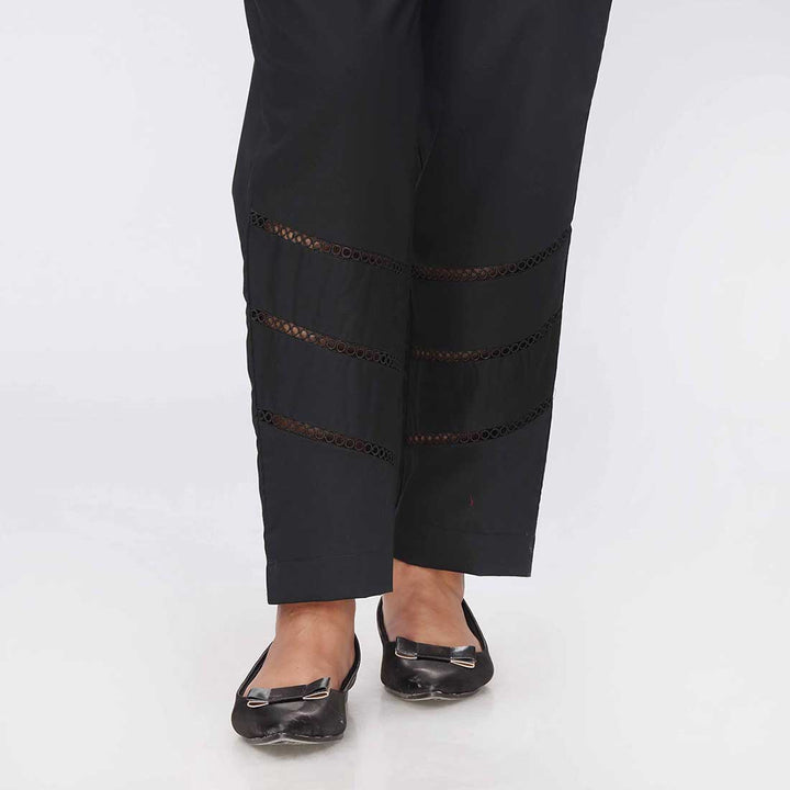 Black Cambric Laced Slimfit Trouser PW3641