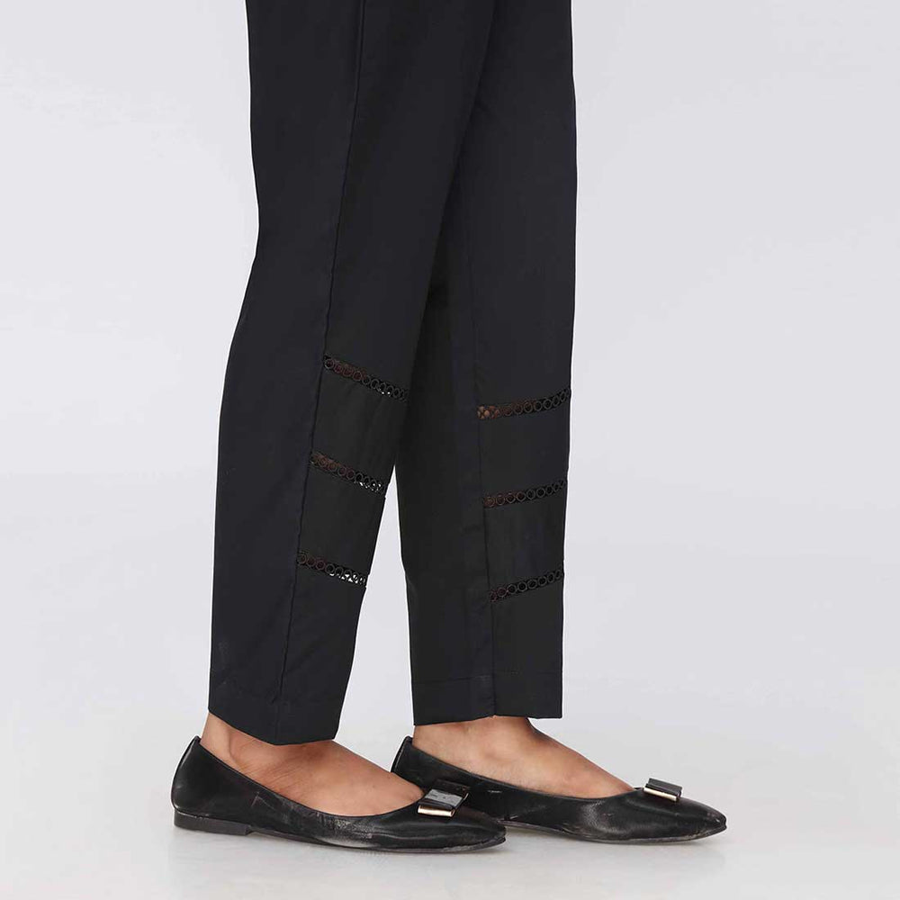 Black Cambric Laced Slimfit Trouser PW3641