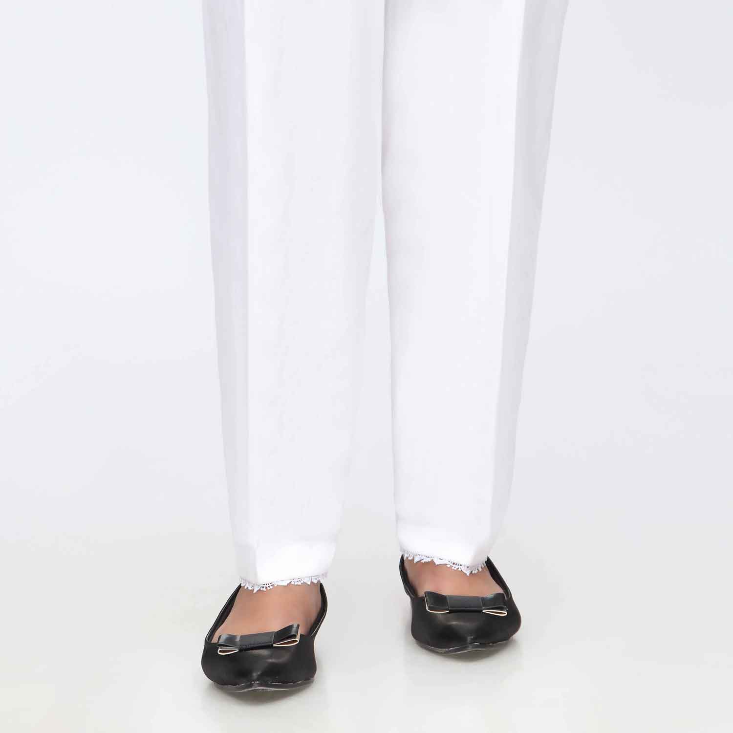 White Cambric Laced Shalwar PW3643