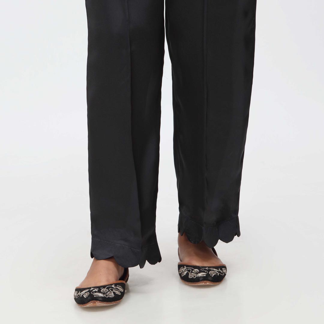Black Scallops Cambric Straight Trouser PW3645