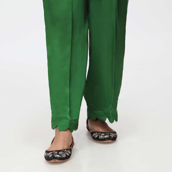 Green Scallops Grip Silk Straight Trouser PW3645