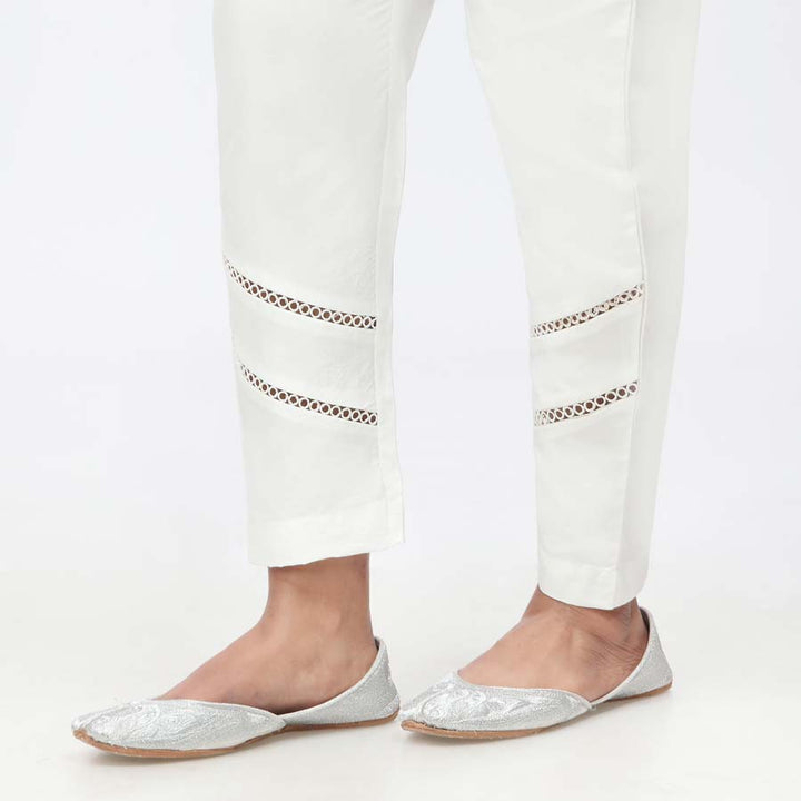 Beige Laced Cambric Slim Fit Trouser PW3654