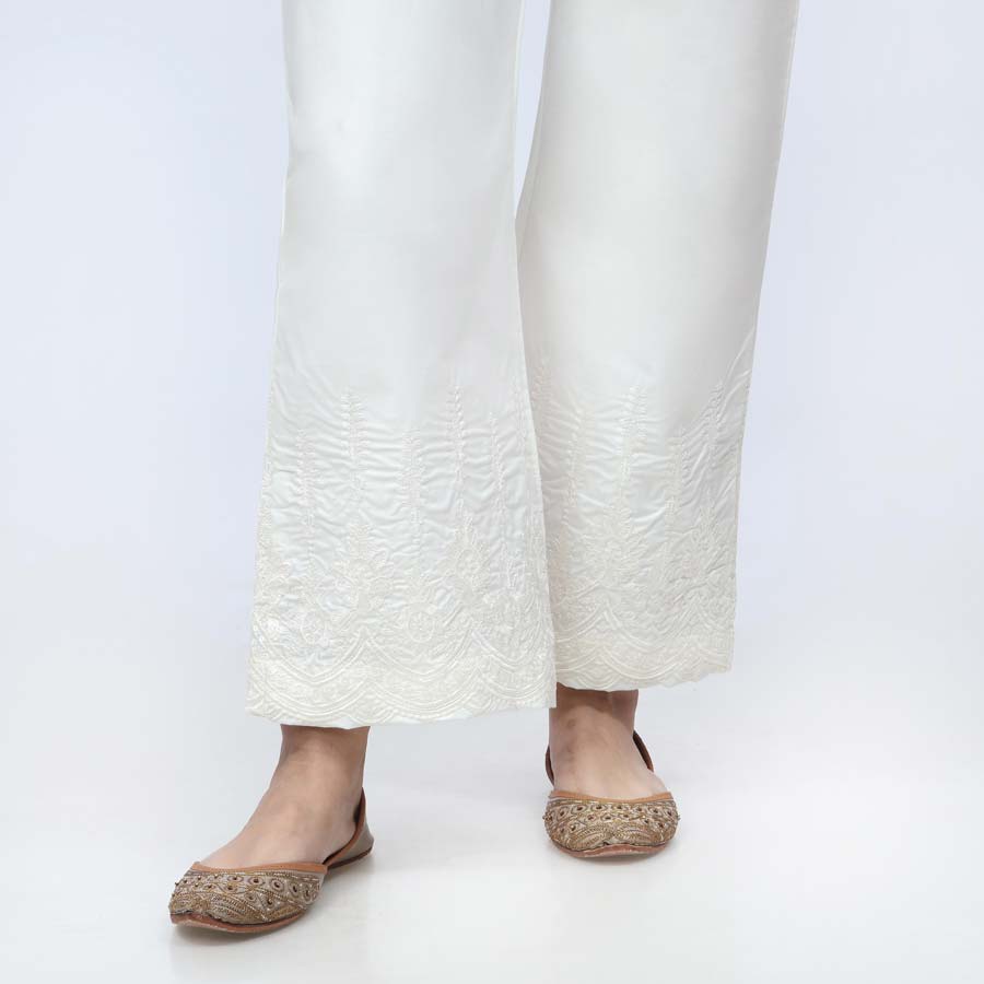 Cream Embroidered Cambric Trouser PW3660