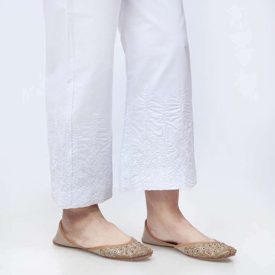 White Embroidered Cambric Trouser PW3660