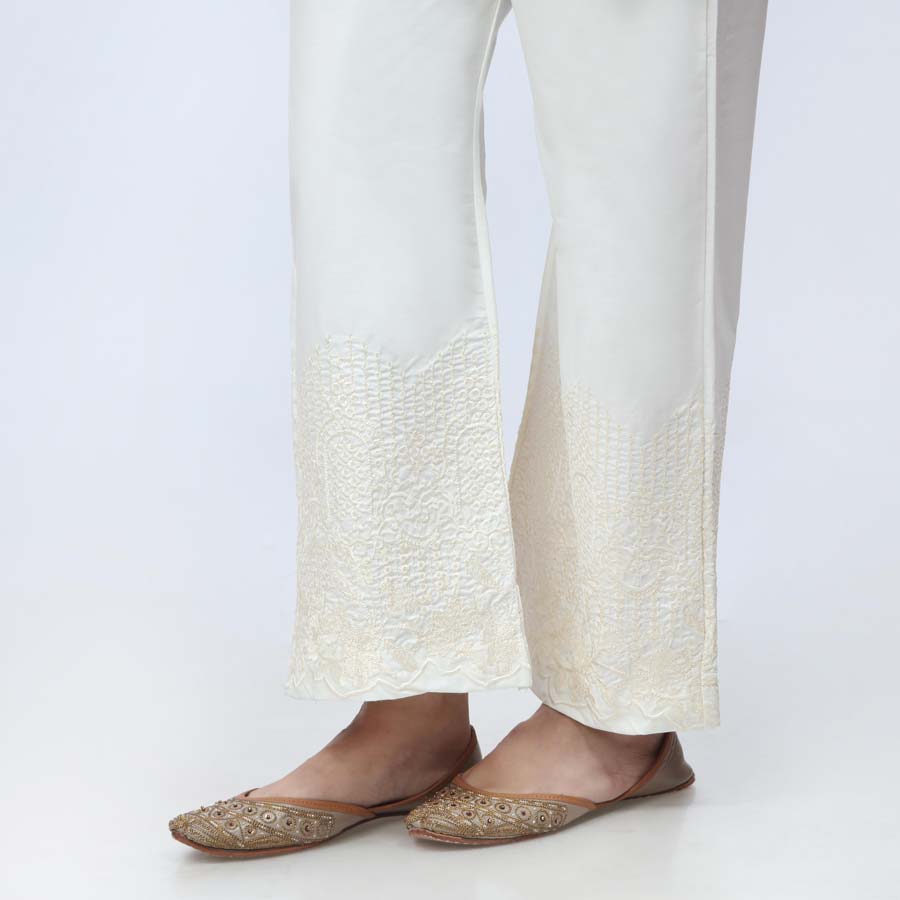 Cream Embroidered Cambric Trouser PW3661