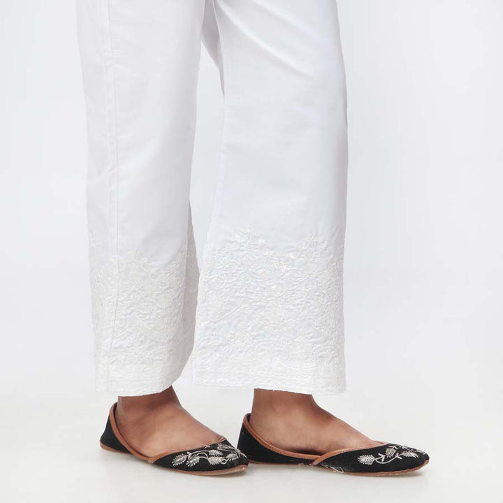 White Embroidered Cambric Trouser PW3664