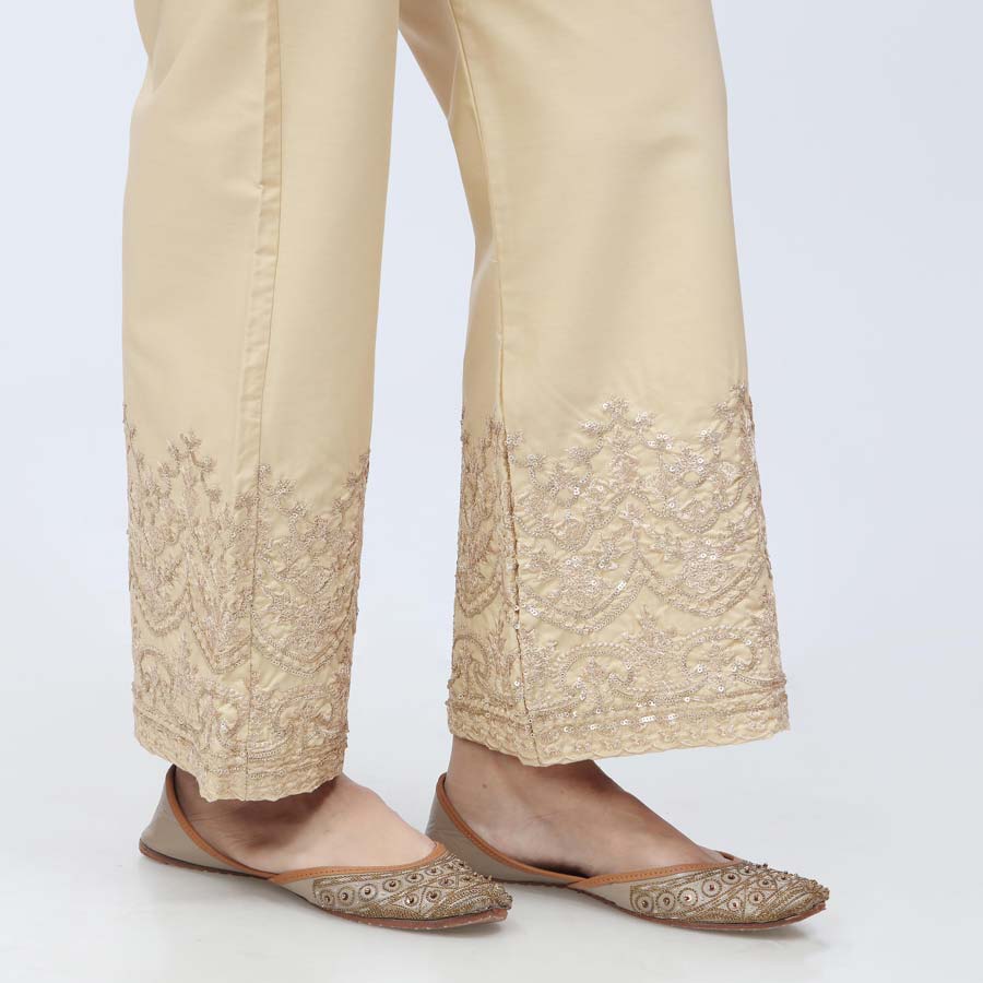 Beige Embroidered Cambric Trouser PW3664