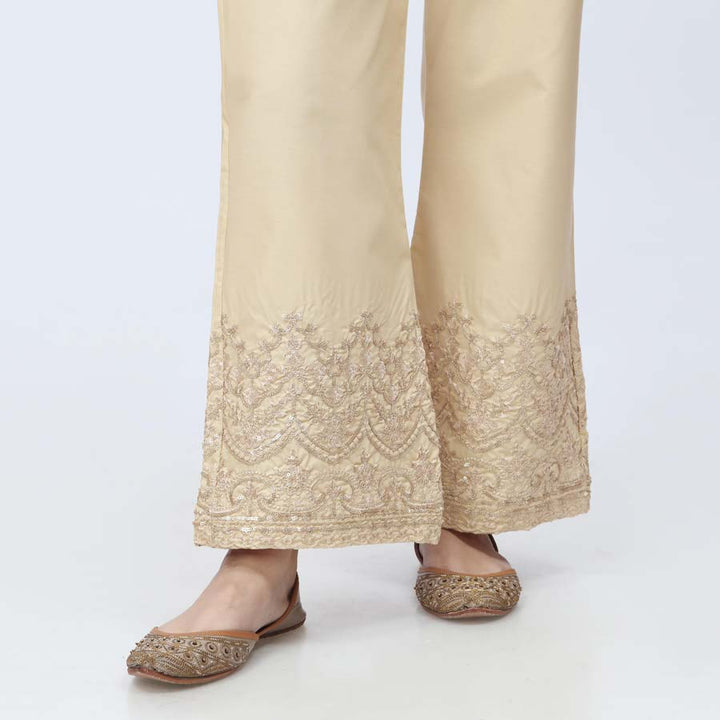 Beige Embroidered Cambric Trouser PW3664