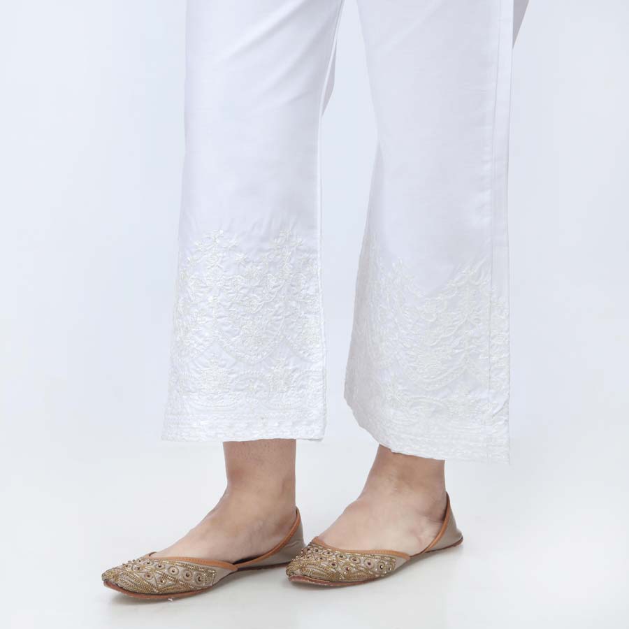 White Embroidered Cambric Trouser PW3665