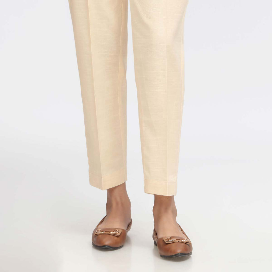 Beige Plain Khaddar Slim Fit Trouser PW3697