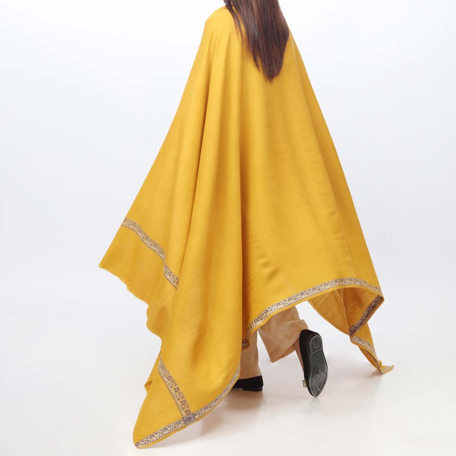 Mustard Embroidered Border Shawl  PW3702