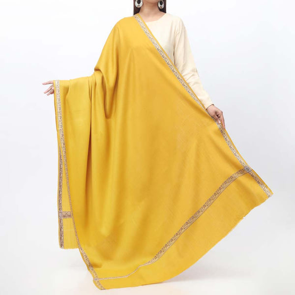 Mustard Embroidered Border Shawl PW3702