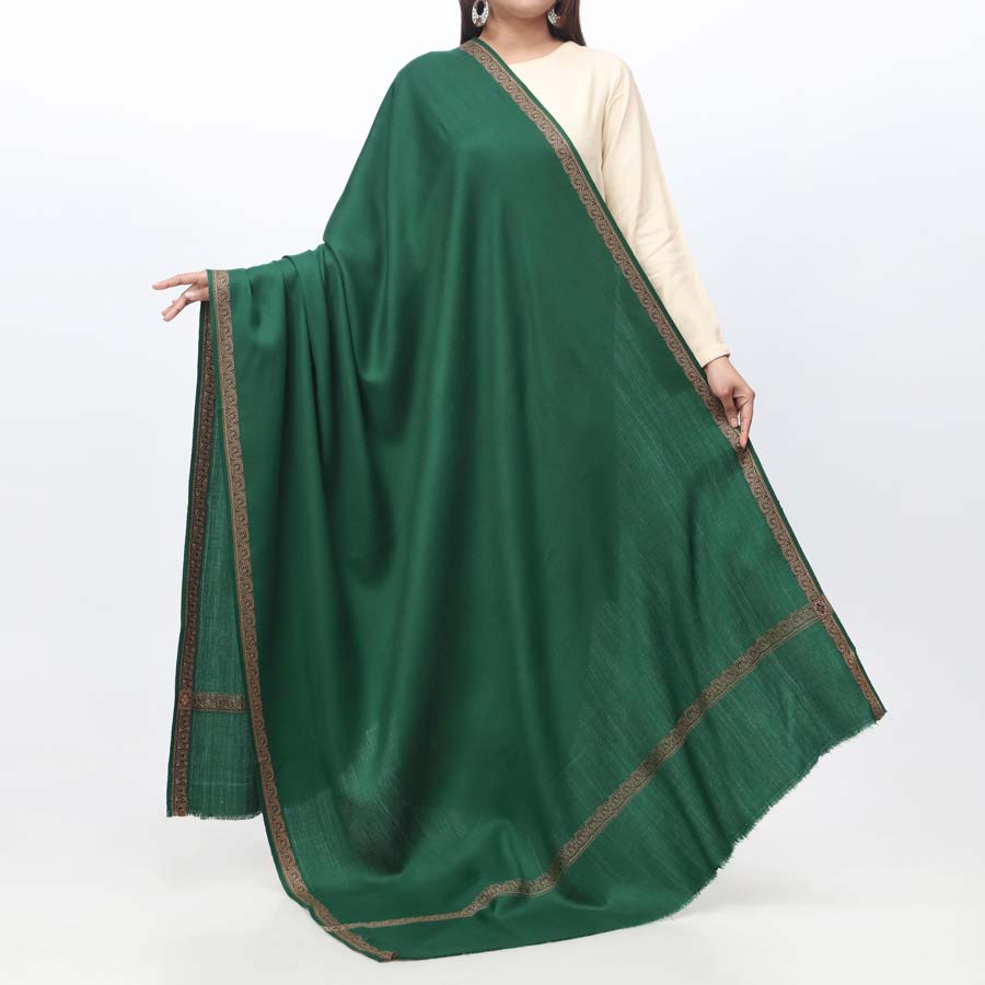 Green Embroidered Border Shawl  PW3702