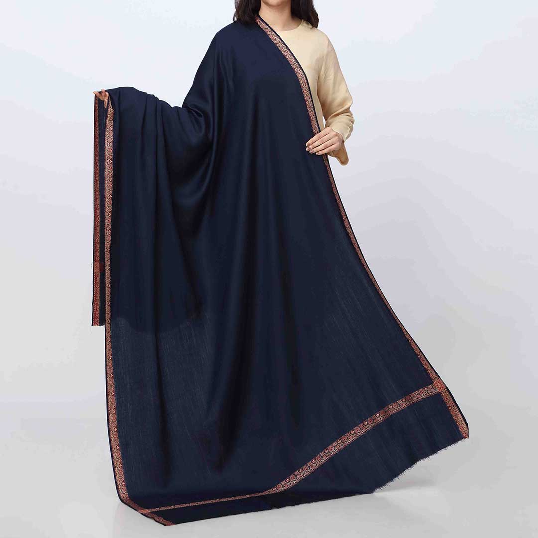 Blue Embroidered Border Shawl PW3702