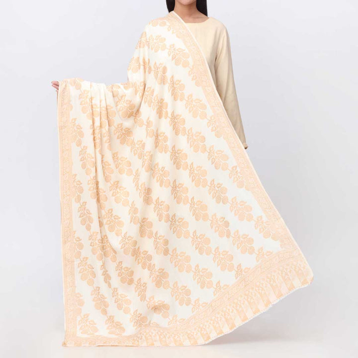 White Jacquard Winter Shawl PW3716