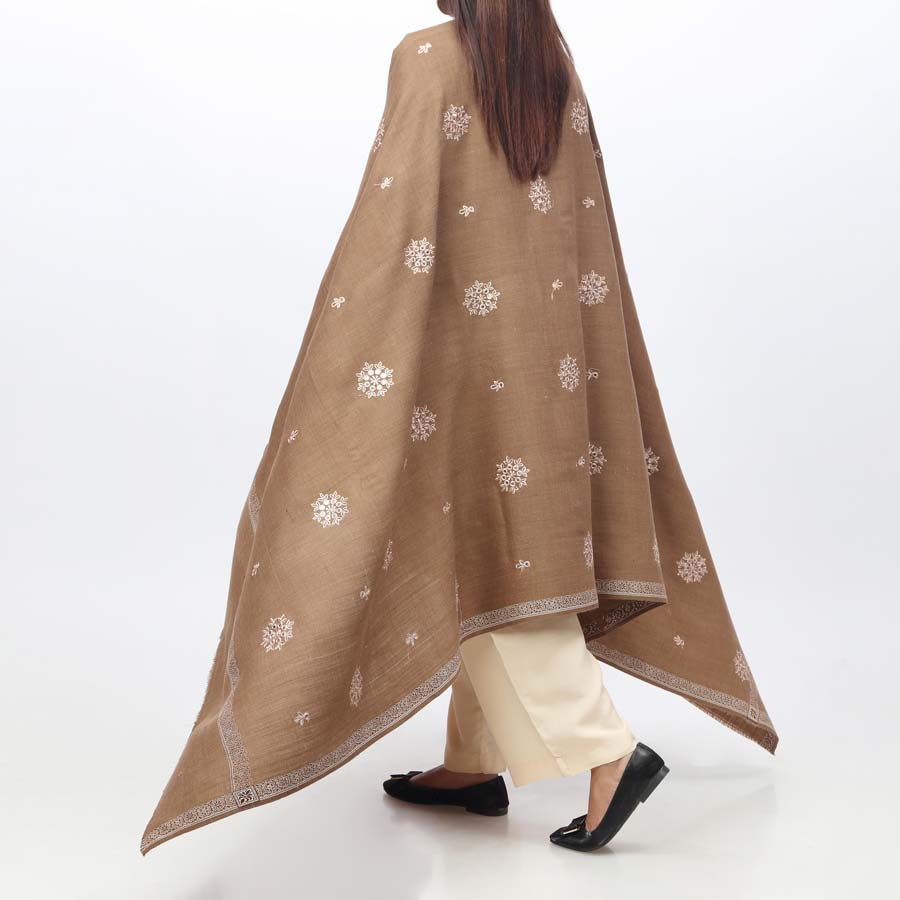 Brown Embroidered Winter Shawl  PW3721
