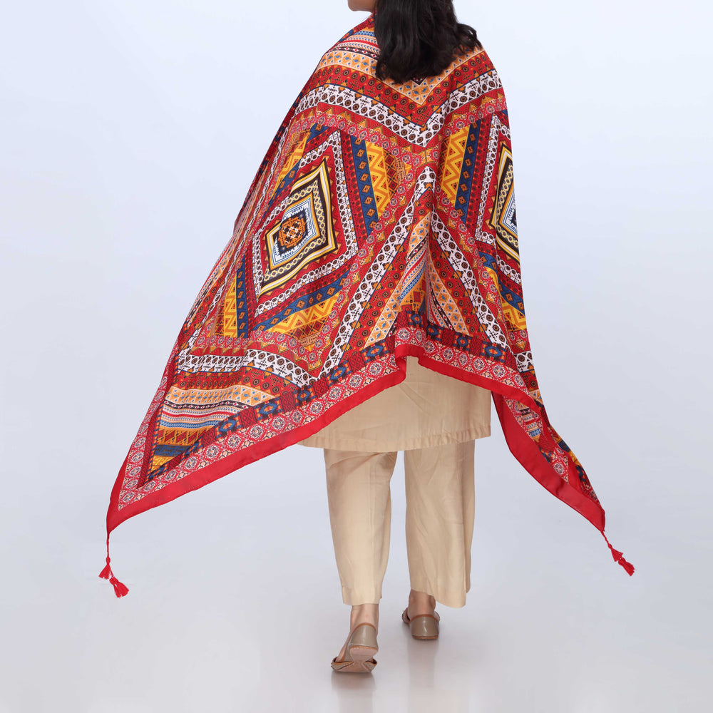 Red Digital Printed Dupatta PW3766