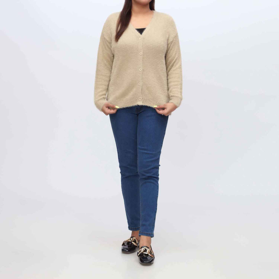 Beige Mid Length Cardigan  PW3902