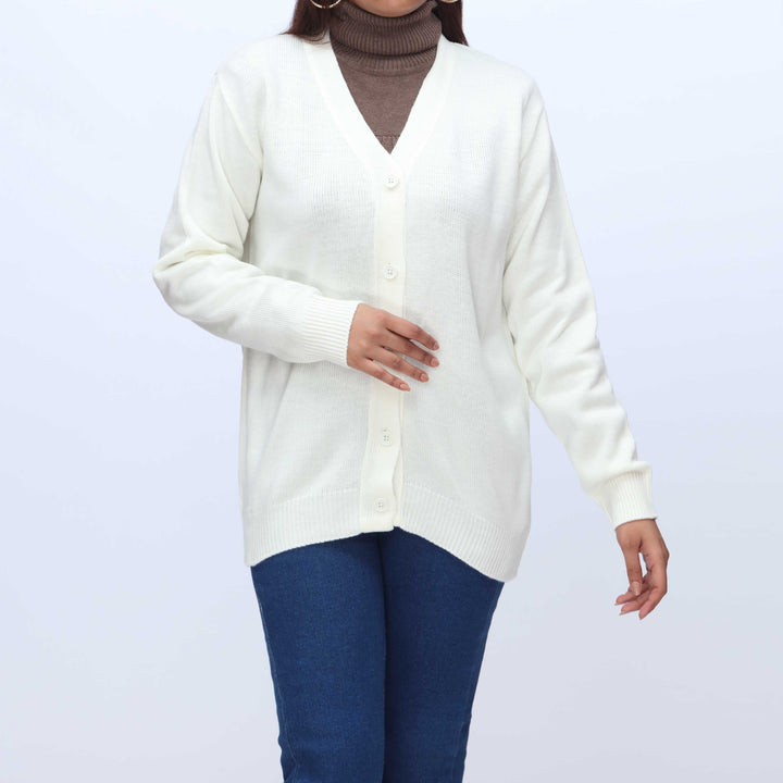 White Mid Length Cardigan PW3909