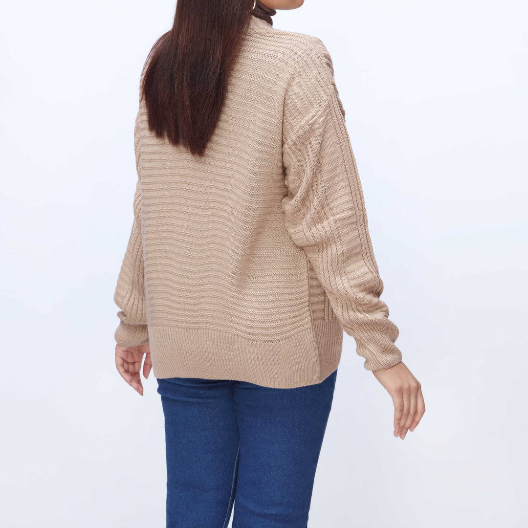 Beige Mid Length Cardigan PW3912