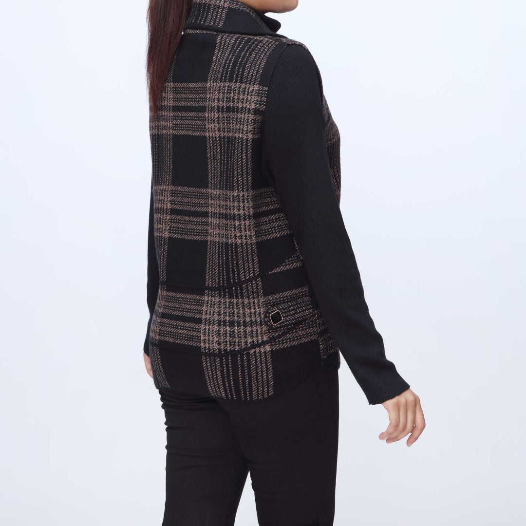 Black Sleeveless Cardigan PW3924